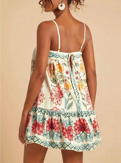 Womens Casual Beach Print Sundress Bohemian Lightweight Breathable Vacation Dress