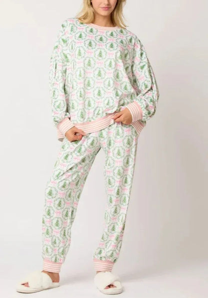 Christmas Trees and Bows Pajama Set (Buy 2 Free Shipping)