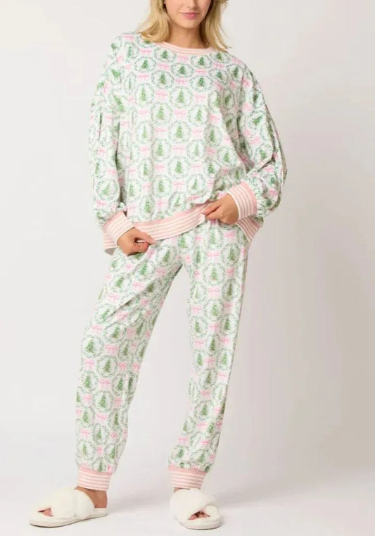 Christmas Trees and Bows Pajama Set (Buy 2 Free Shipping)