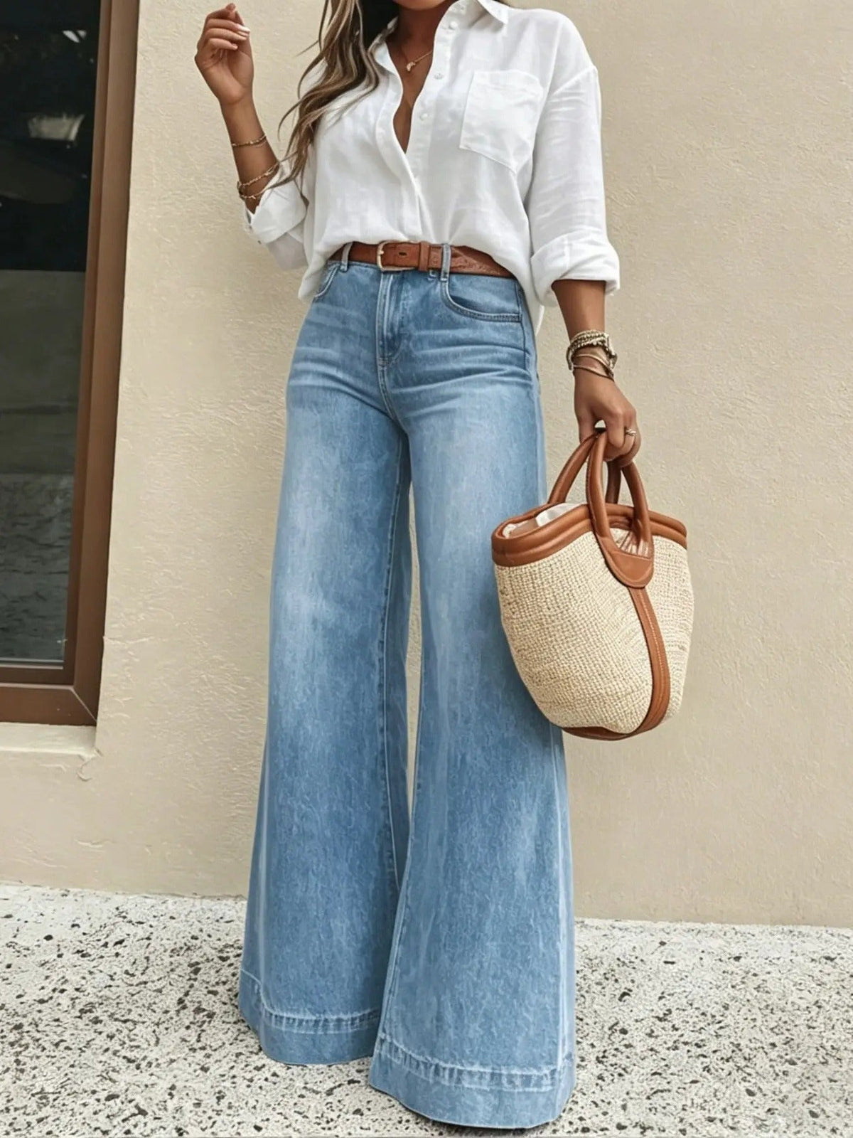 Women's High Waisted Stretchy Baggy Denim Pants