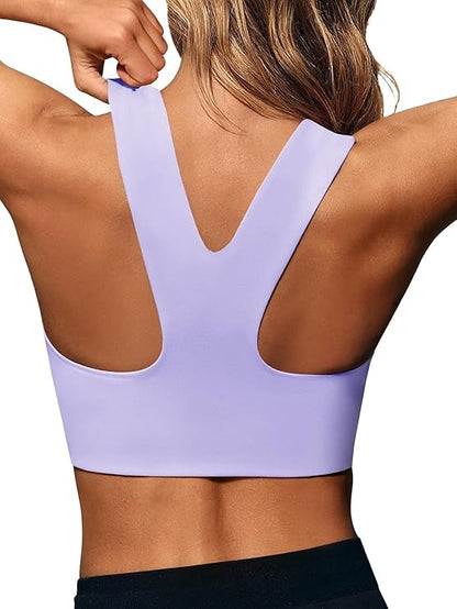 Womens Buttery Soft Square Neck Sports Bras Longline Yoga Workout Running Crop Tops