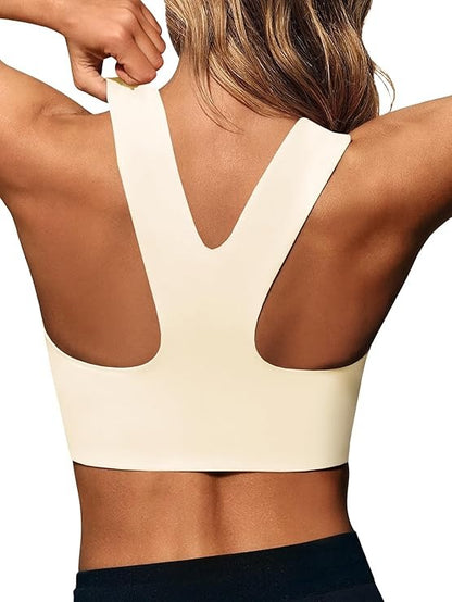 Womens Buttery Soft Square Neck Sports Bras Longline Yoga Workout Running Crop Tops