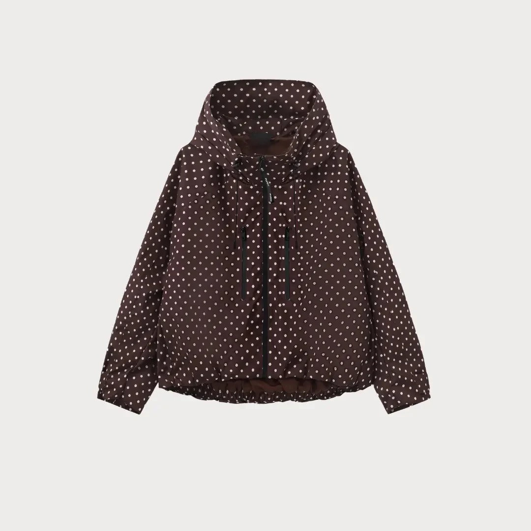 Women's Oversized Pleated Hem Rain Jacket With Hooded