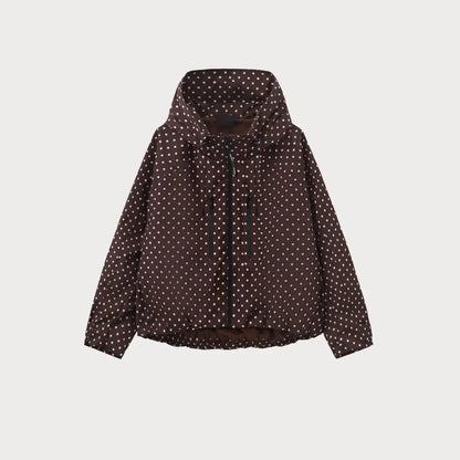 Women's Oversized Pleated Hem Rain Jacket With Hooded