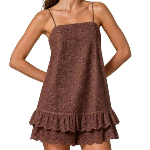 Women's Spaghetti Strap Fitted Bohemian Cotton Blend Overalls