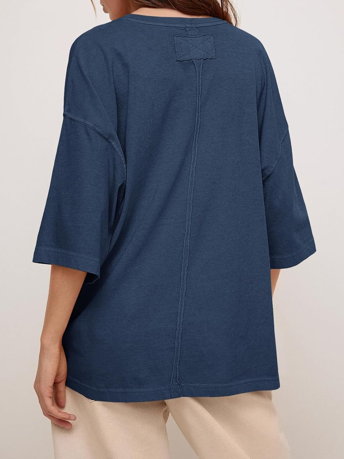 Womens Oversized Loose Fit T-Shirts Half Sleeve Basic Tees With Back Stitching Detail