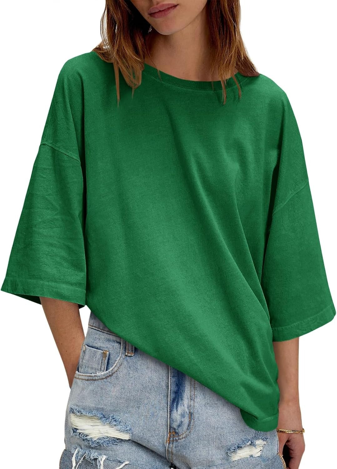 Womens Oversized Loose Fit T-Shirts Half Sleeve Basic Tees With Back Stitching Detail