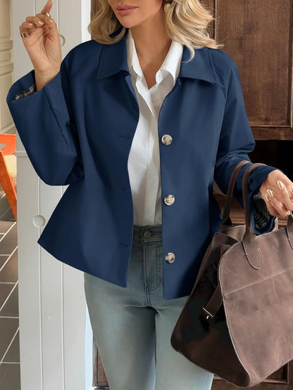 Womens Cropped Trench Coat Lightweight  Jacket Fall Windbreaker  Outerwear