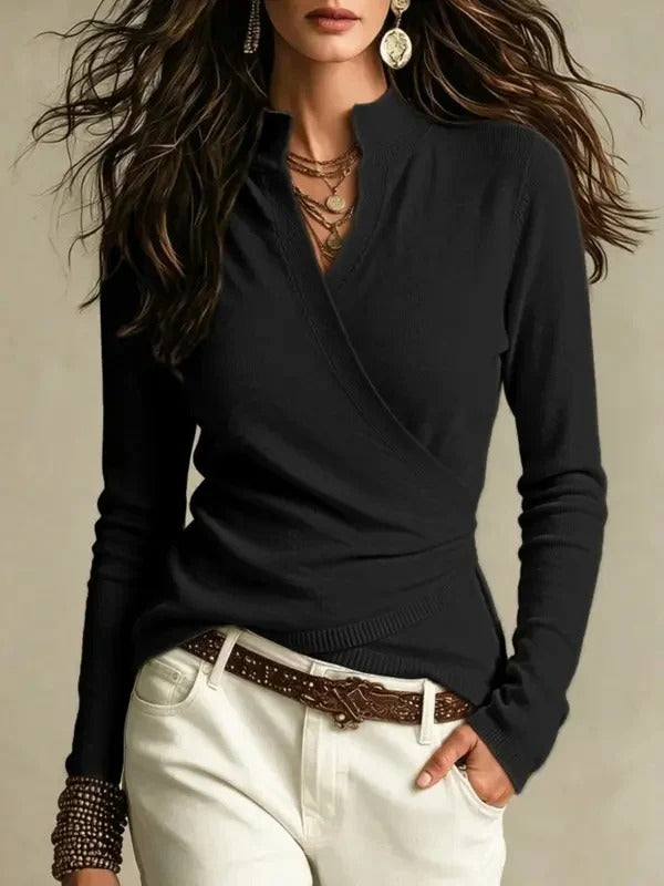 Women's Early Autumn Fake Neck Cross Wrap Sweater