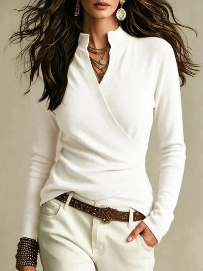 Women's Early Autumn Fake Neck Cross Wrap Sweater