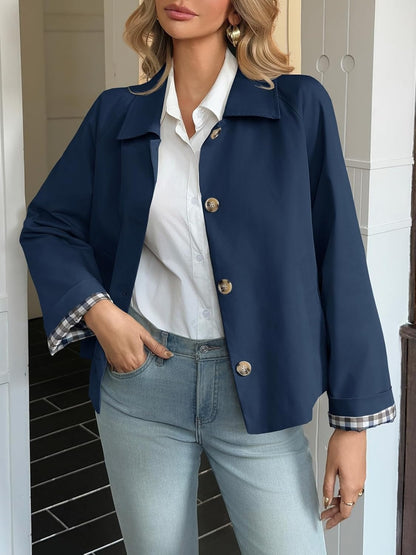 Womens Cropped Trench Coat Lightweight  Jacket Fall Windbreaker  Outerwear