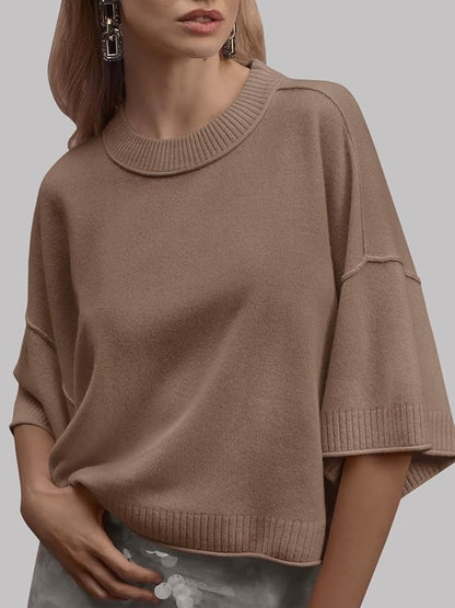 Womens Short Sleeve Sweater Summer Oversized Lightweight Knit Tops