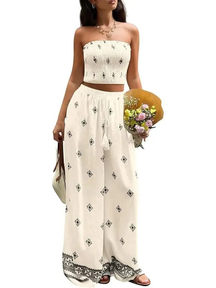Bohemian Vacation Strapless Tube Top Matching Set