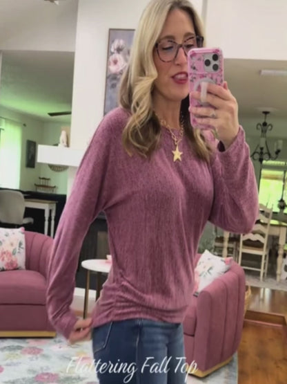Womens Long Sleeve Shirts Ruched Hem Fall Tops Lightweight Sweaters