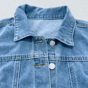 Women's Vintage Bubble Sleeve Fitted Slim Denim Crop Jacket