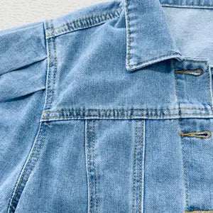 Women's Vintage Bubble Sleeve Fitted Slim Denim Crop Jacket